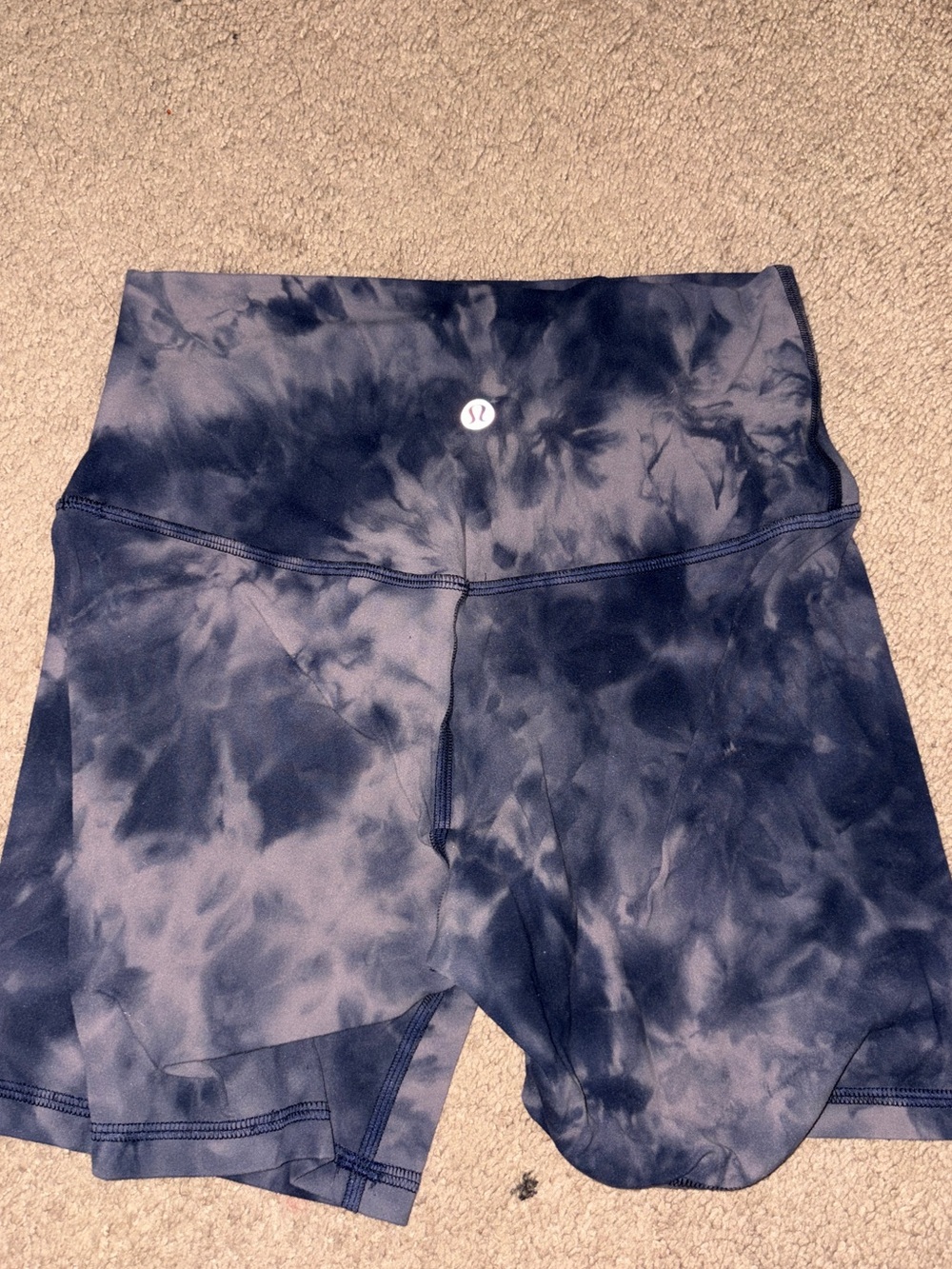 lululemon athletica Navy Tie-Dye High-Rise Athletic Shorts